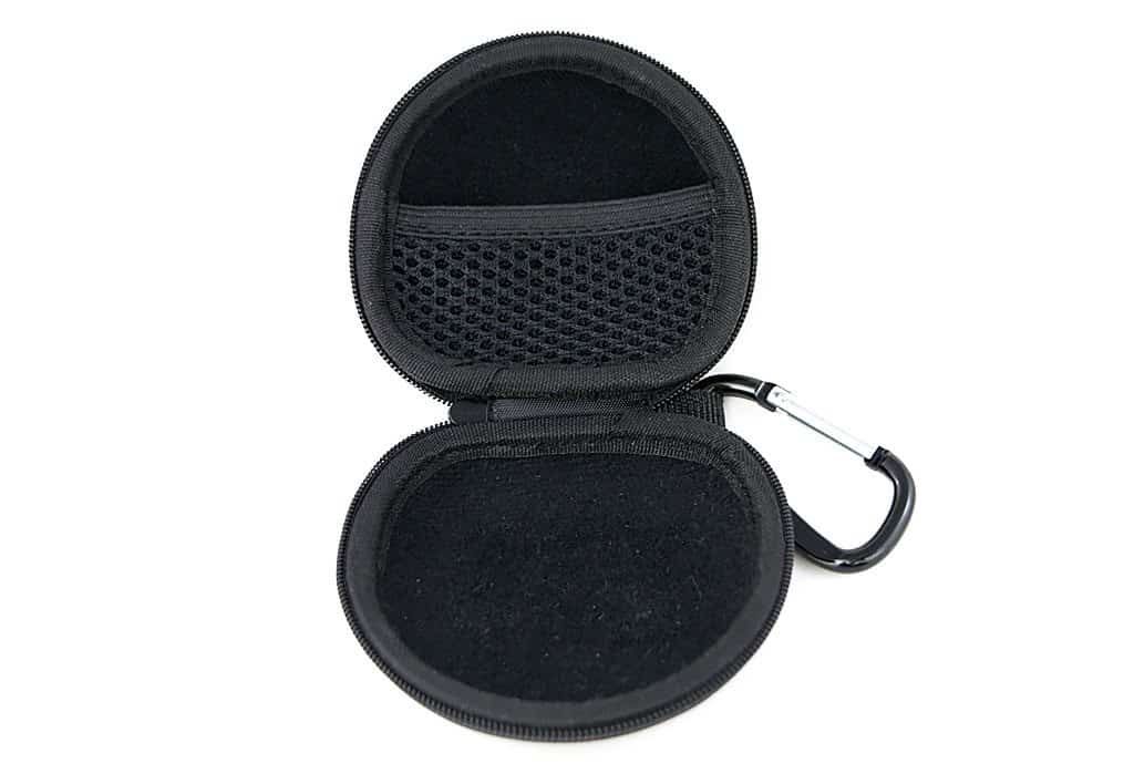 Clamshell zipper case for Alclair universal in-ear monitors and custom in-ear monitors.