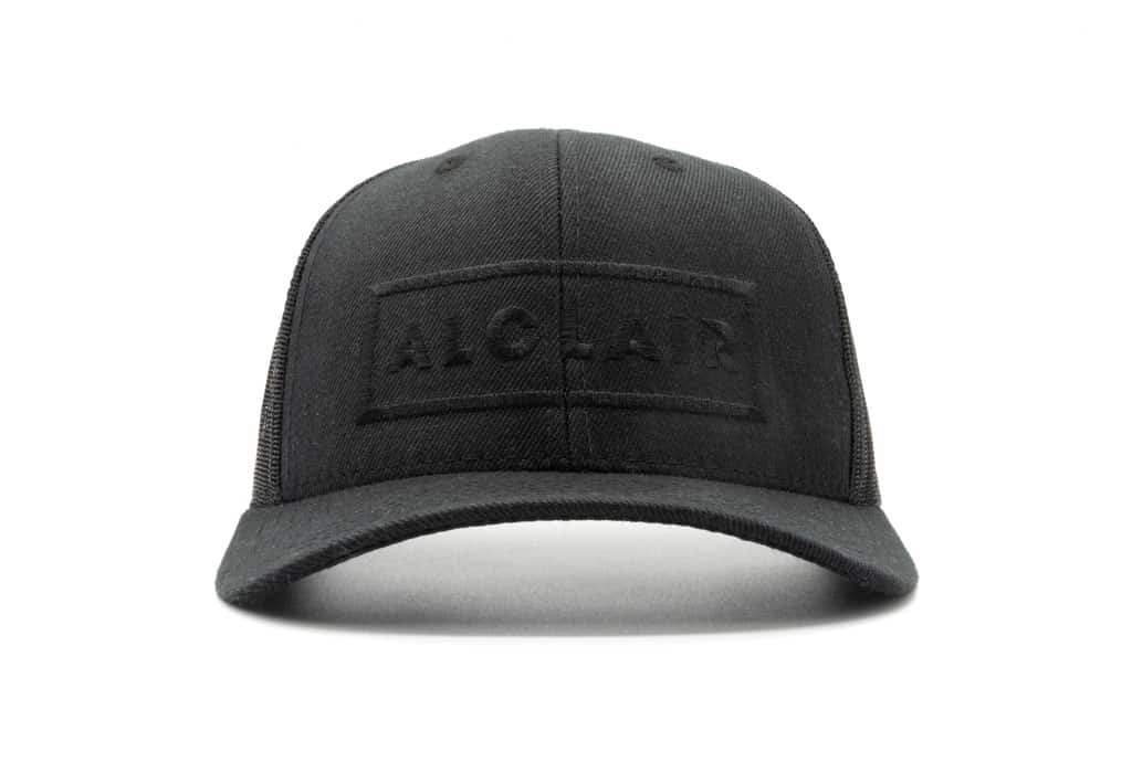Black with Black Embroidery low profile curved bill Alclair hat - front