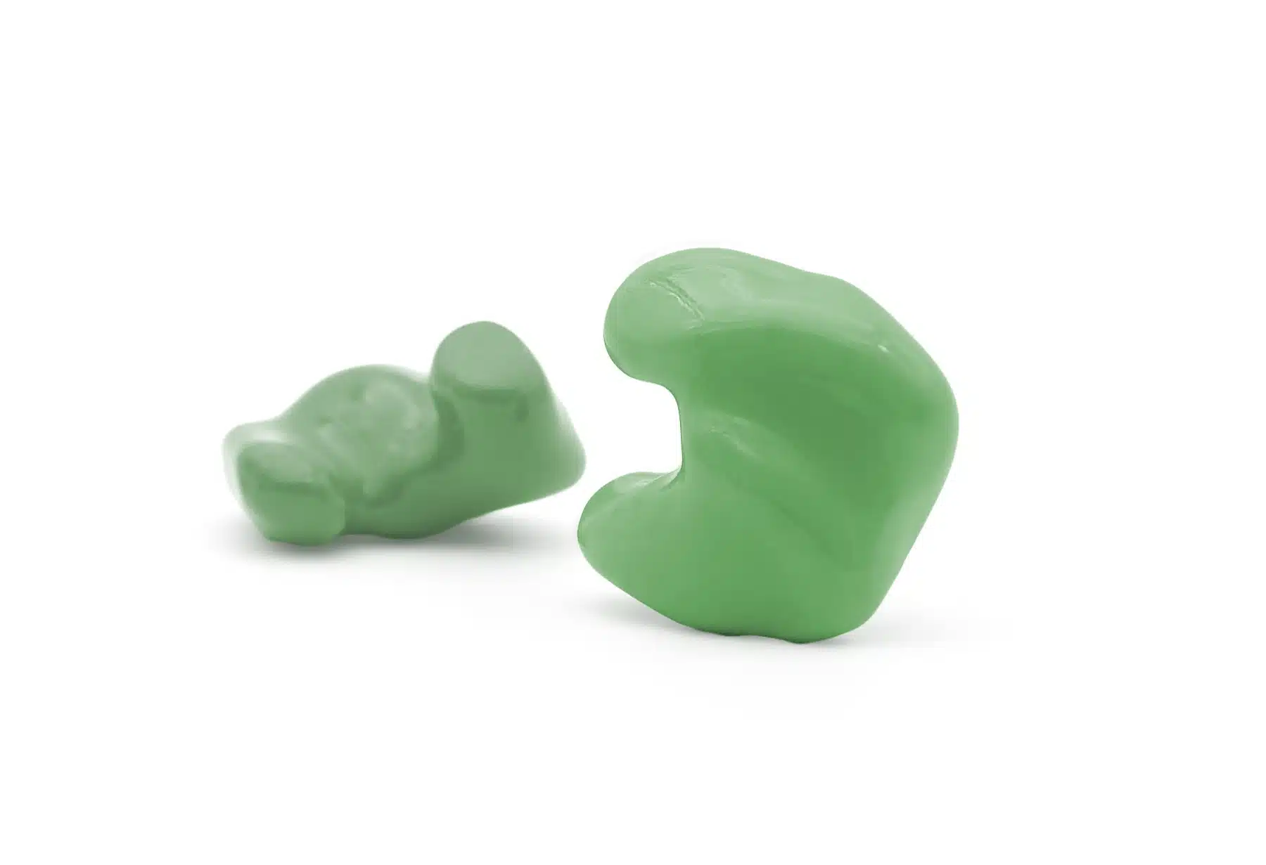 Sports shooting, industrial, concert, and motorcycle hearing protection earplugs in Green.
