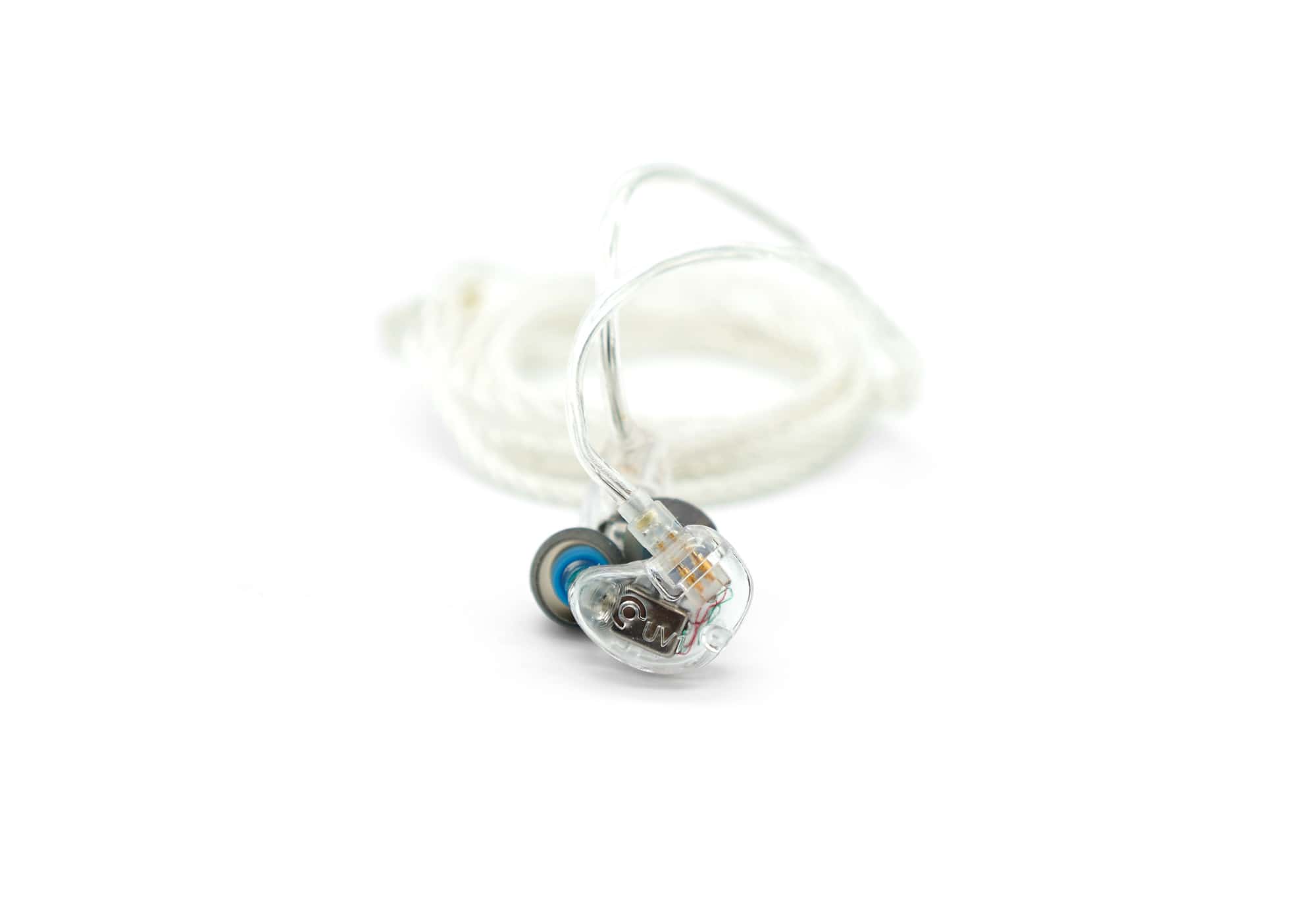 UV1 universal fit single driver in-ear monitor for stage musicians and music listening - un-nested view