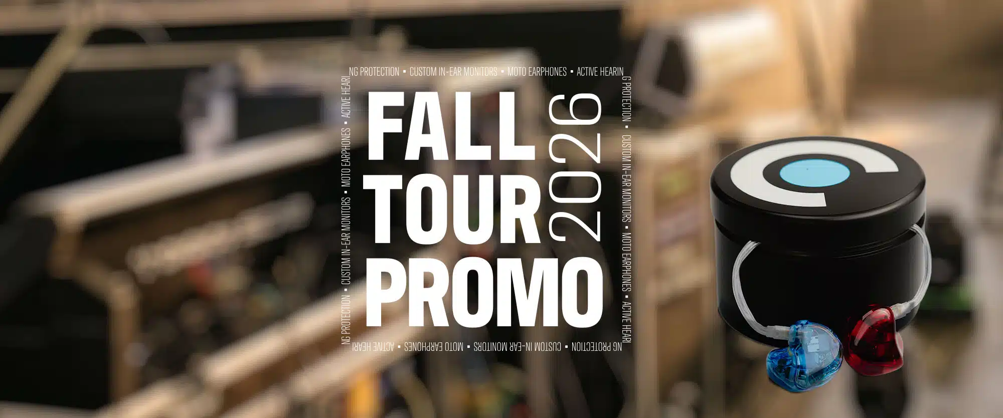 Alclair Fall Tour Promo Sale - In-ear monitors 0 Desktop Image of backstage with custom in-ear monitors in a tin case