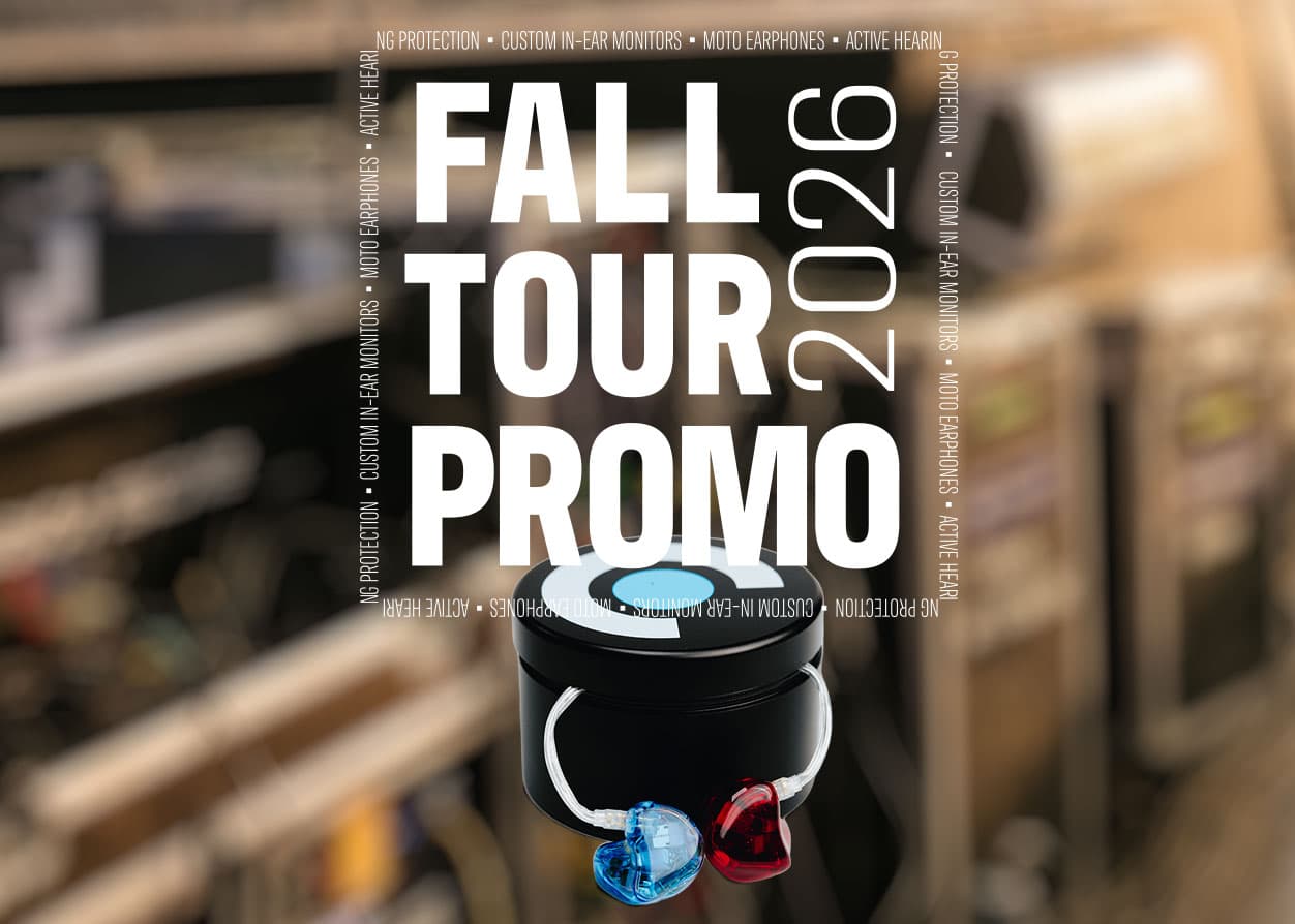 Alclair Fall Tour Promo Sale - In-ear monitors Mobile Image of backstage with custom in-ear monitors in a tin case